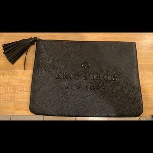 Kate Spade Sienne Logo Black leather tassel pouch